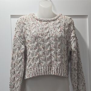 Moon & Madison Chunky Confetti Popcorn Cable Knit Sweater, S